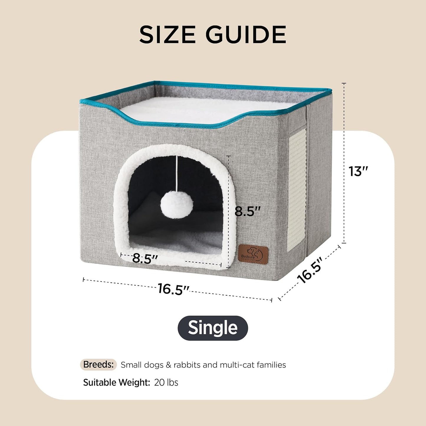 Cat Cave Bed with Hanging Ball & Scratch Pad