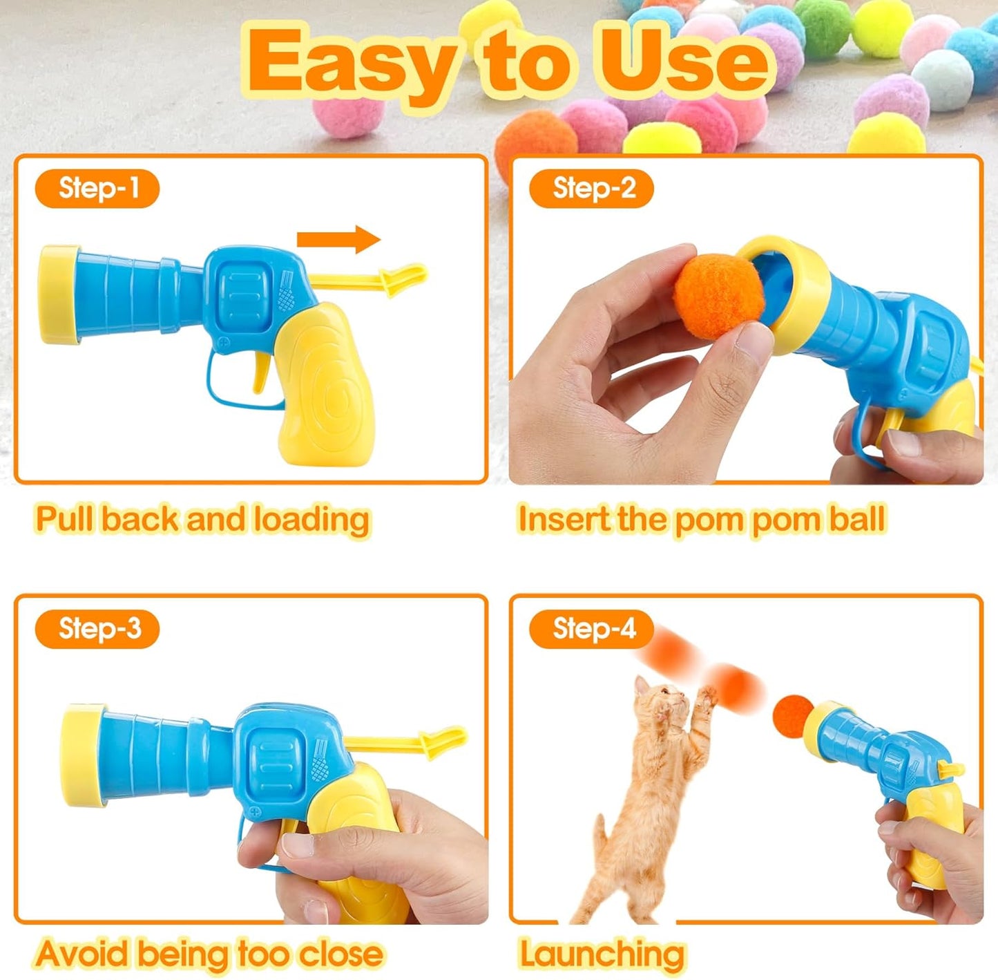 30Pcs Plush Fuzzy Balls Launcher Cat Toy for Cats