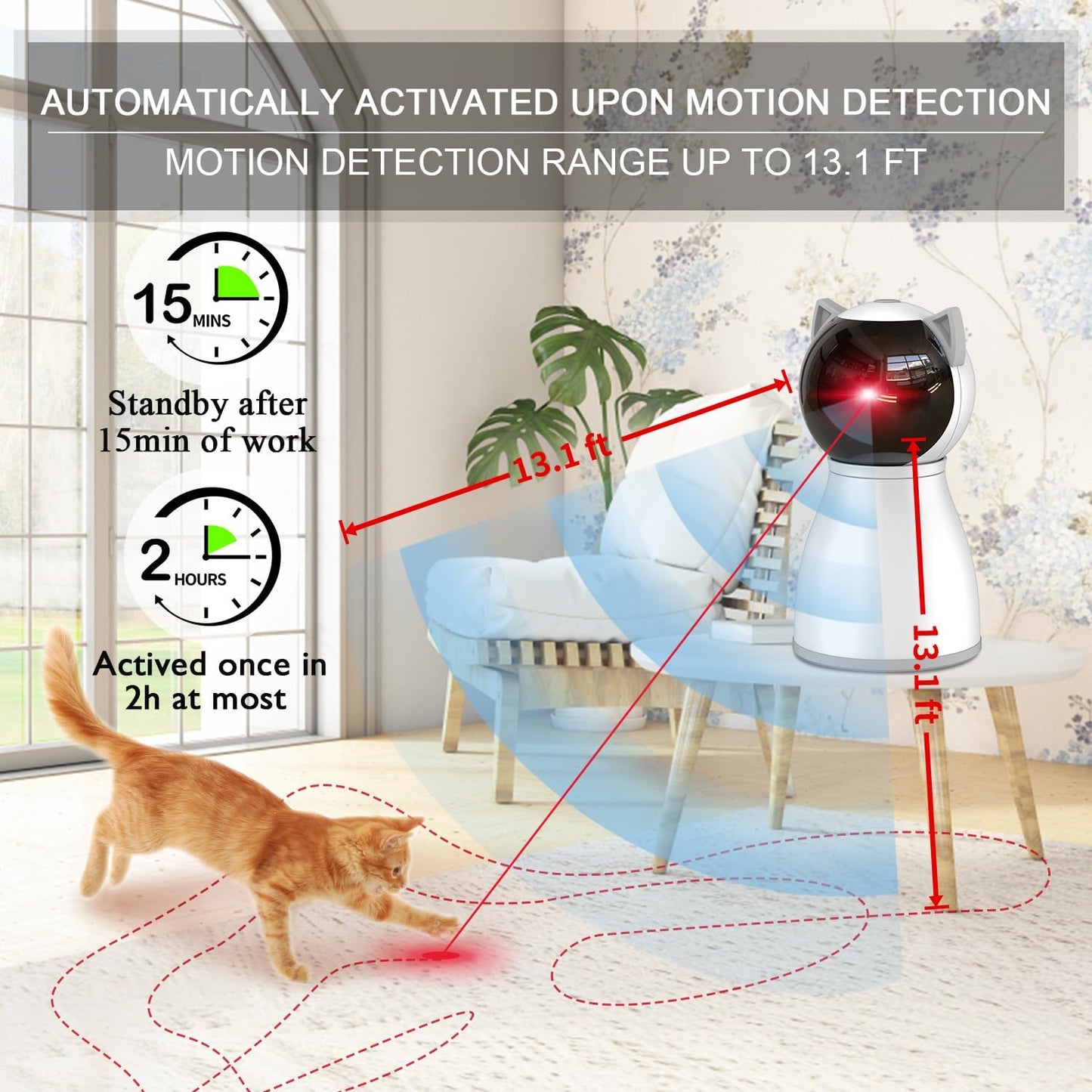 YVE LIFE  Motion Activated Rechargeable Automatic Cat Laser Toy