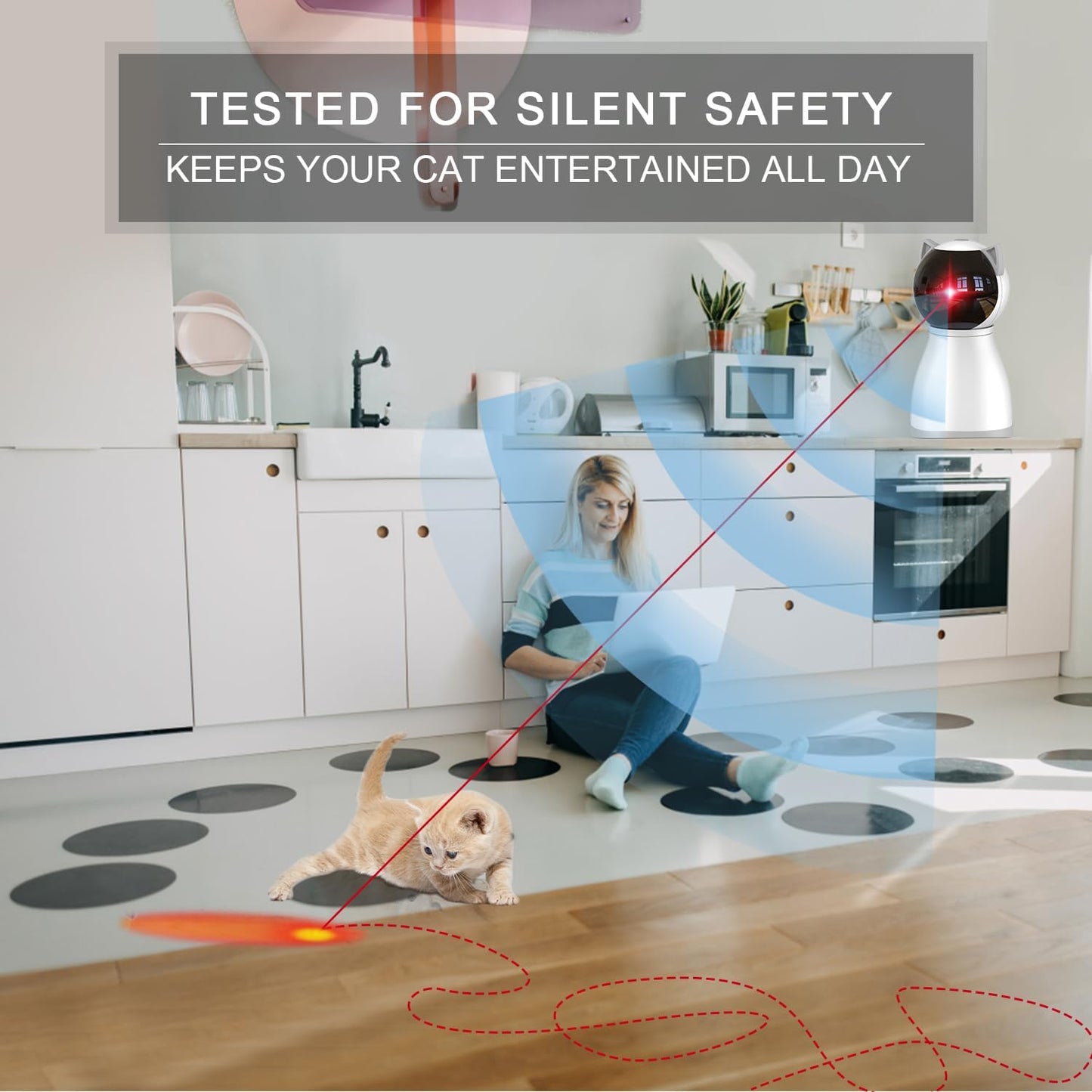 YVE LIFE  Motion Activated Rechargeable Automatic Cat Laser Toy