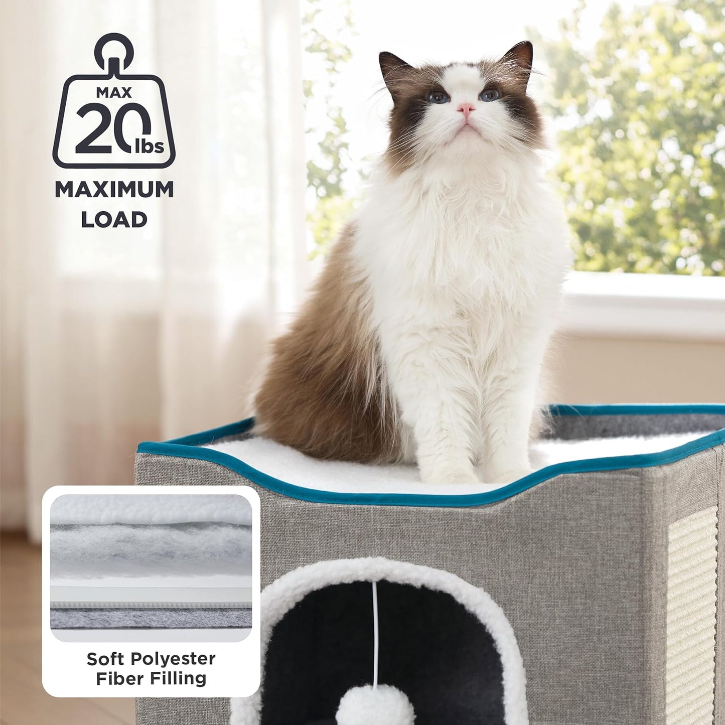 Cat Cave Bed with Hanging Ball & Scratch Pad