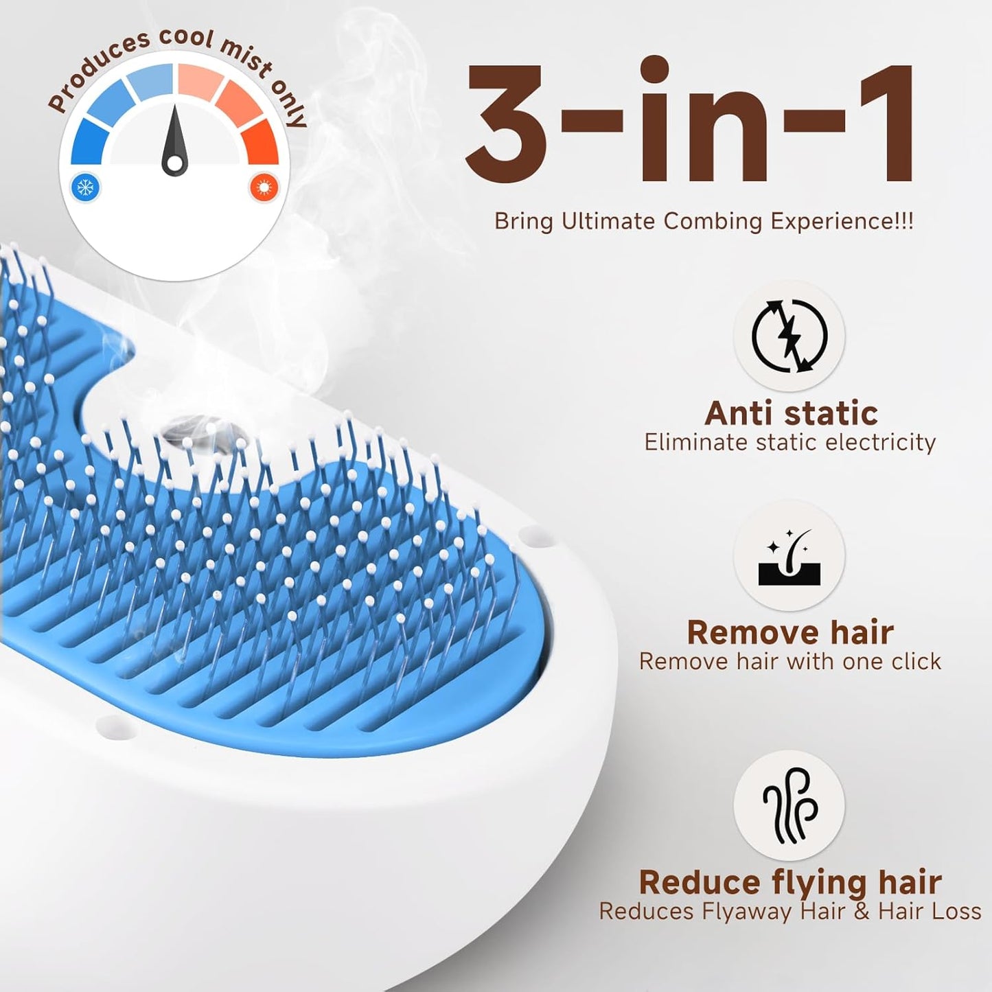 Pet Steam Brush for Dog & Cat - 3-in-1 Steam Grooming Brush