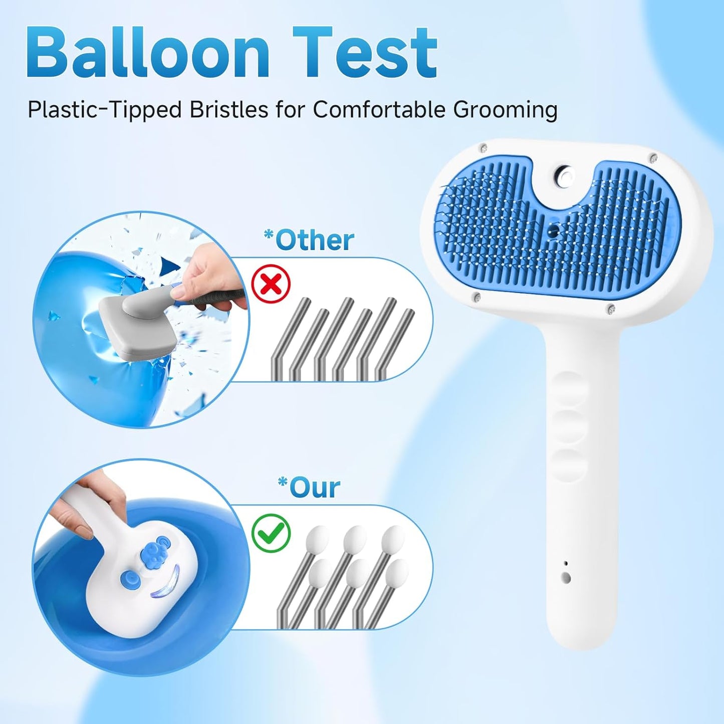Pet Steam Brush for Dog & Cat - 3-in-1 Steam Grooming Brush