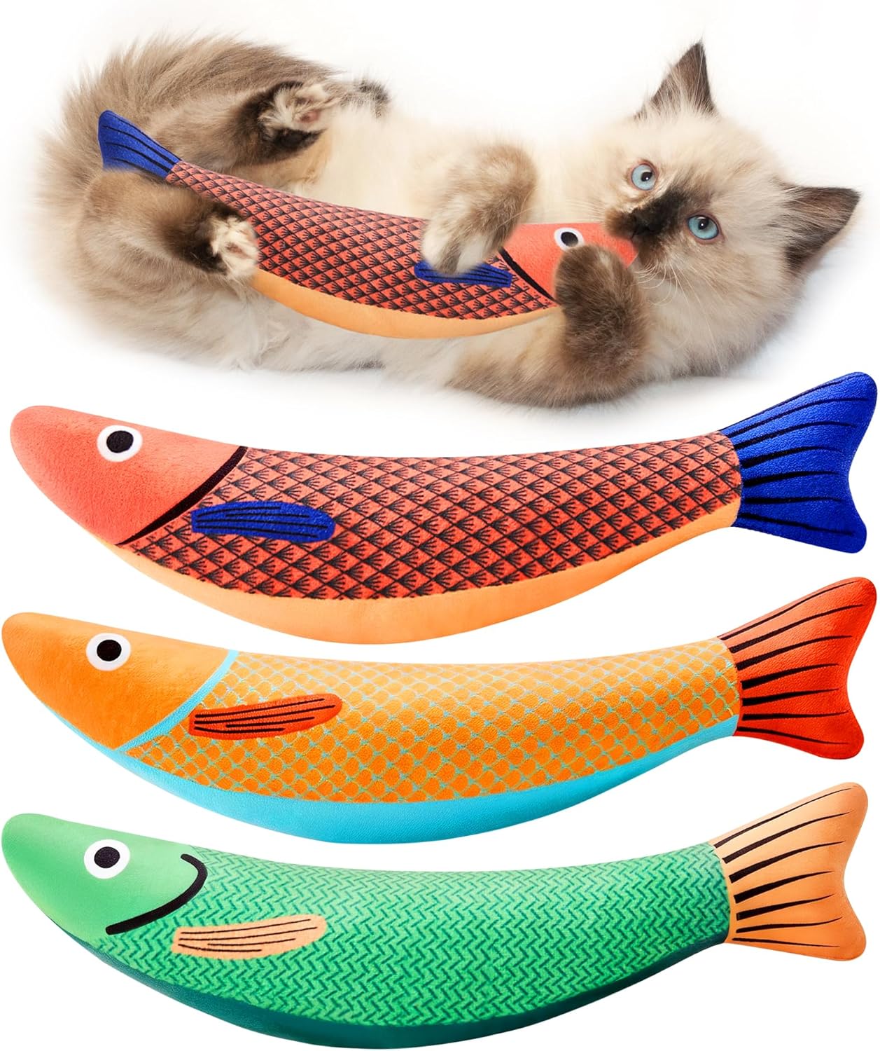 Potaroma Cat Toys Saury Fish, 3 Pack, Catnip
