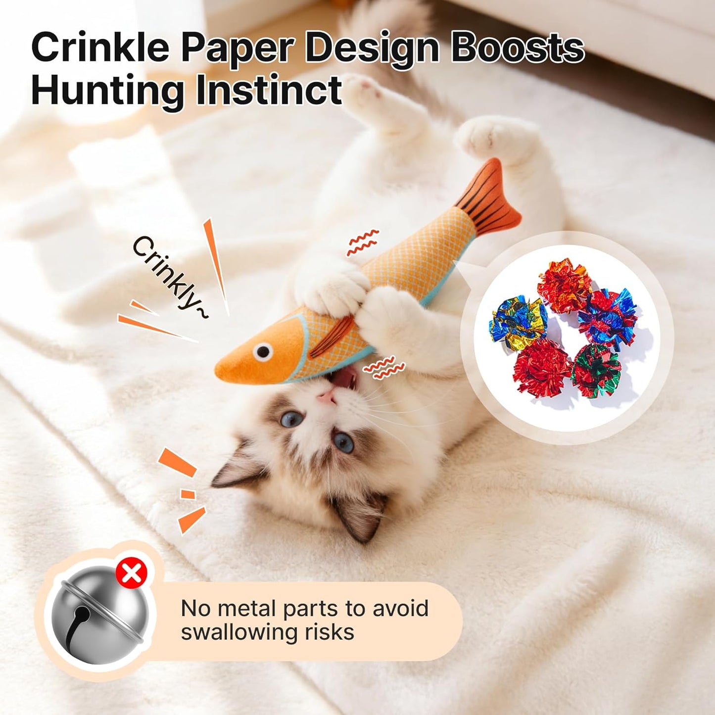 Potaroma Cat Toys Saury Fish, 3 Pack, Catnip