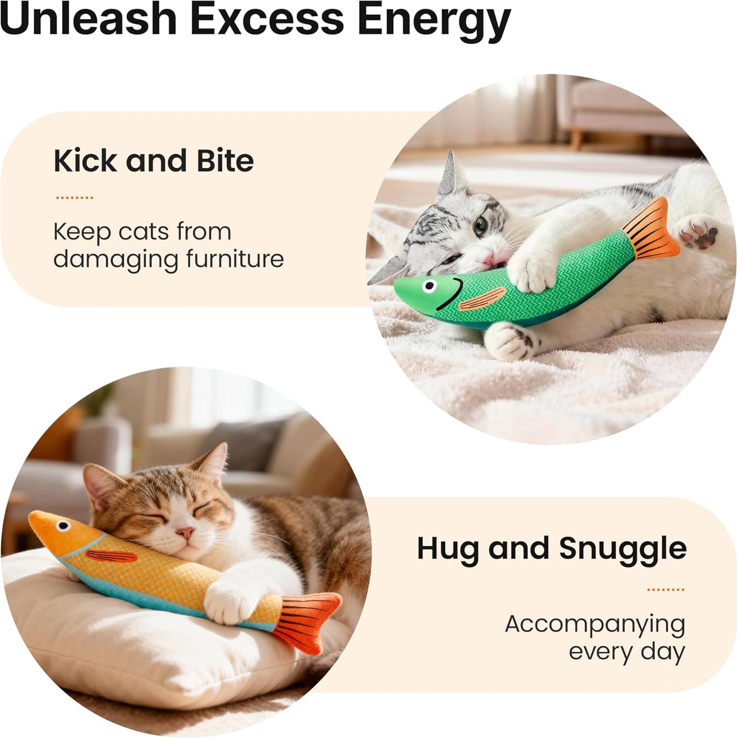 Potaroma Cat Toys Saury Fish, 3 Pack, Catnip