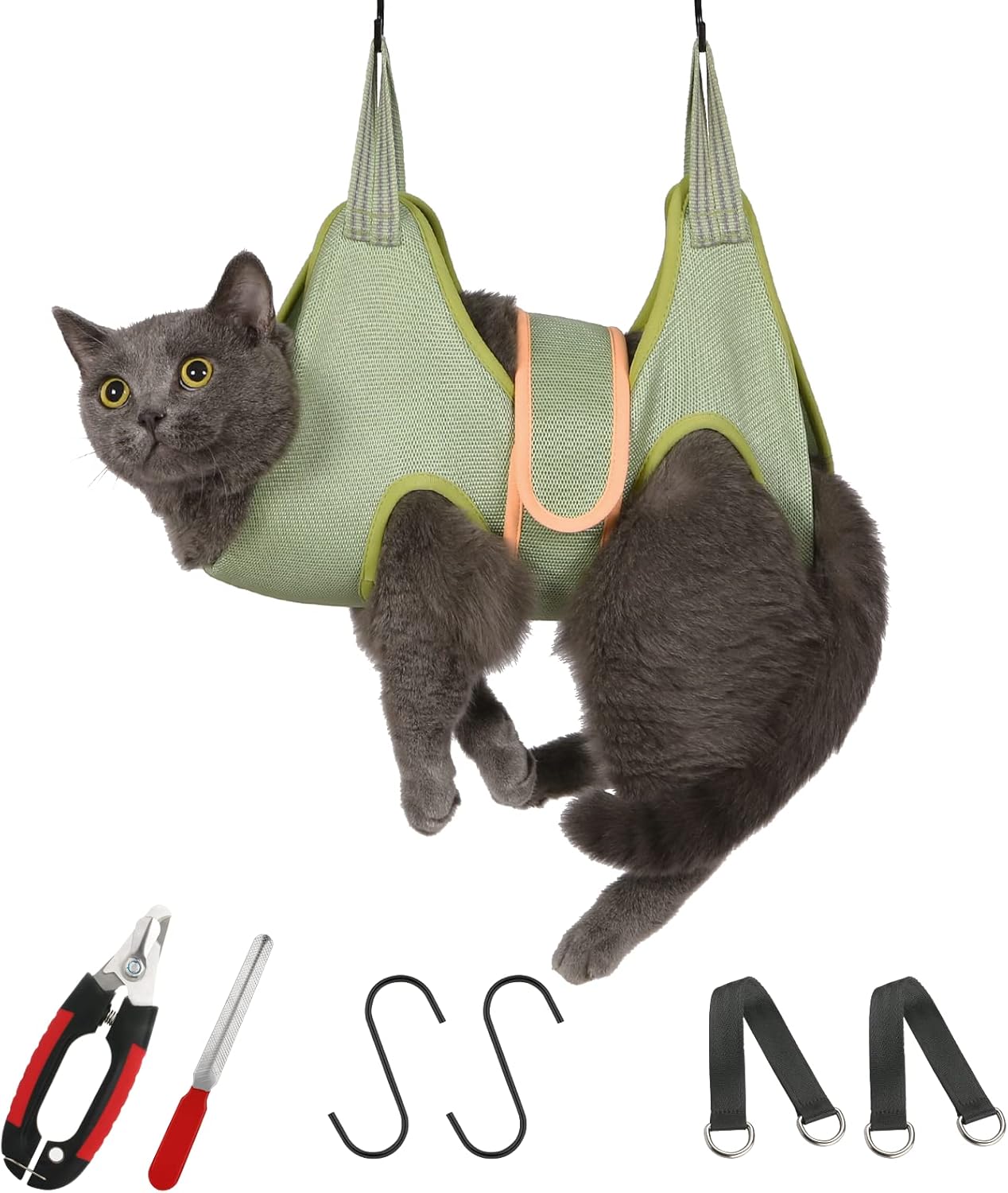 Guzekier Cat Grooming Hammock Harness & Nail cutting kit