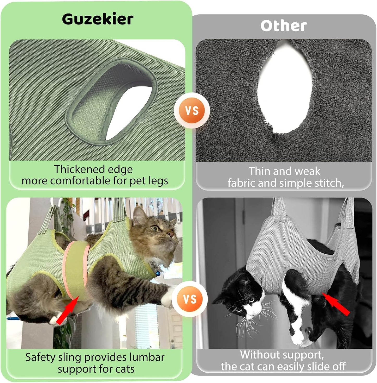 Guzekier Cat Grooming Hammock Harness & Nail cutting kit