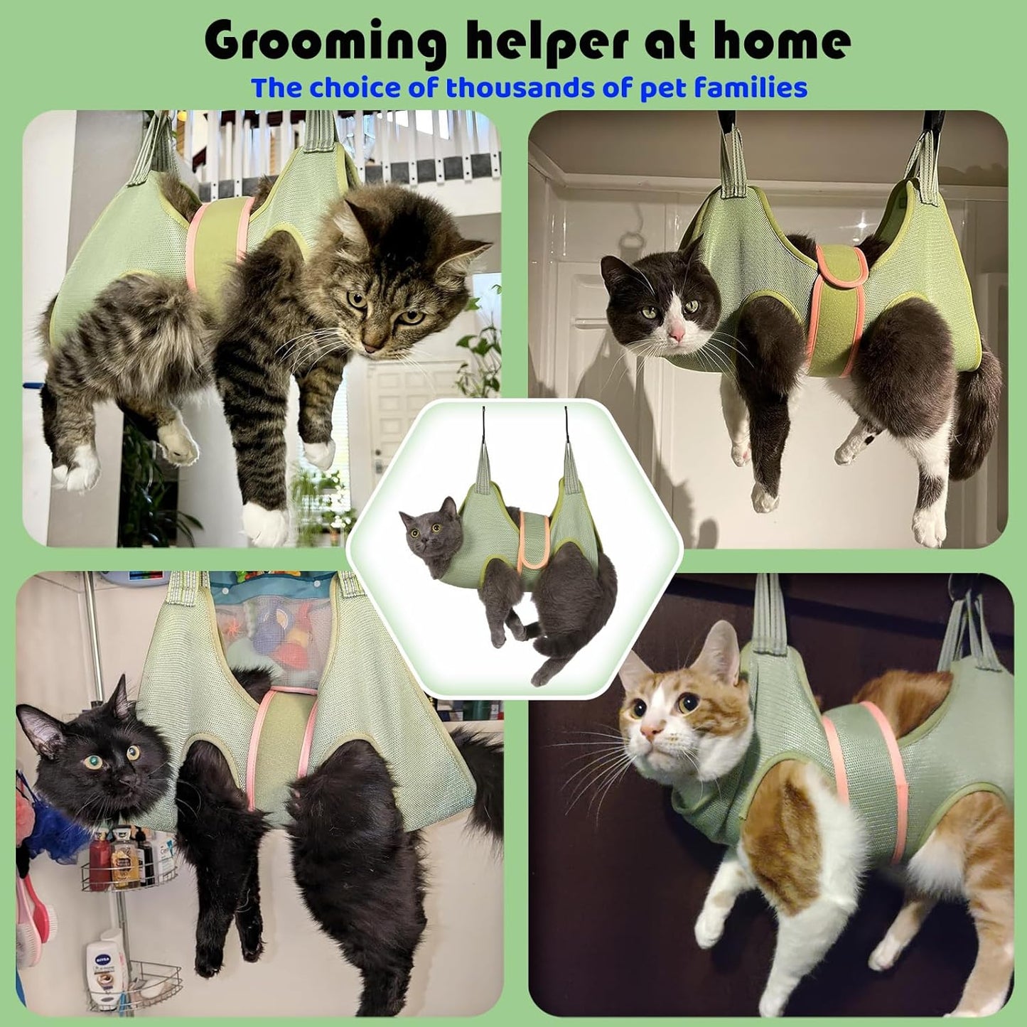Guzekier Cat Grooming Hammock Harness & Nail cutting kit