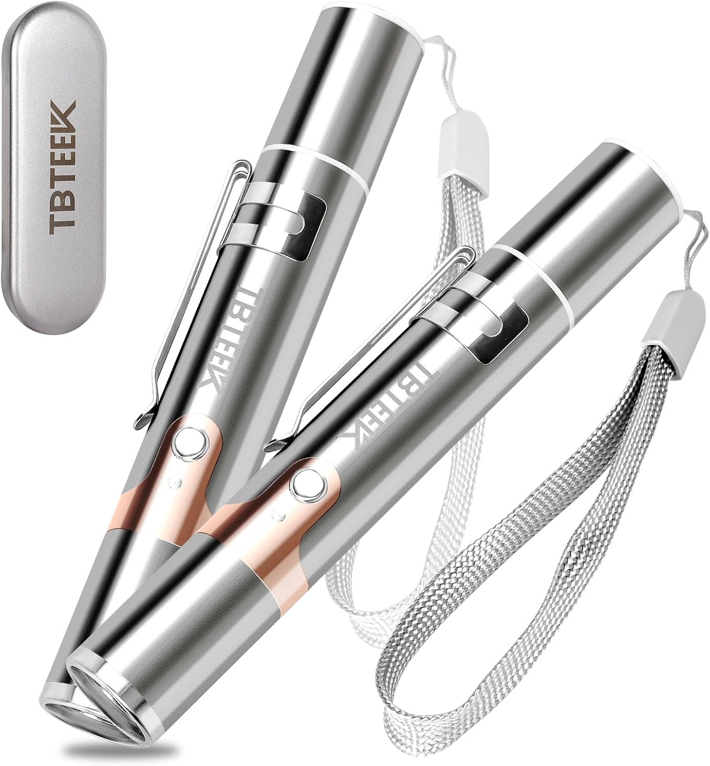 TBTeek Laser pointer Cat Toy, with Metal Case, 2 Pieces, Rechargeable, 7 Adjustable Patterns