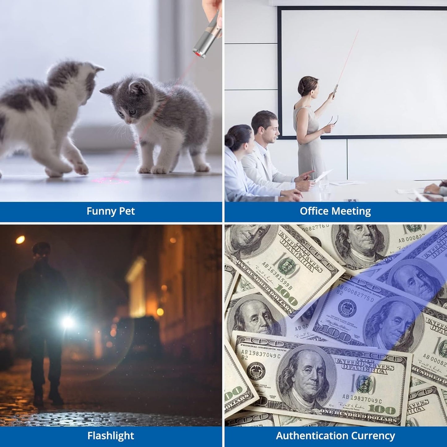 TBTeek Laser pointer Cat Toy, with Metal Case, 2 Pieces, Rechargeable, 7 Adjustable Patterns