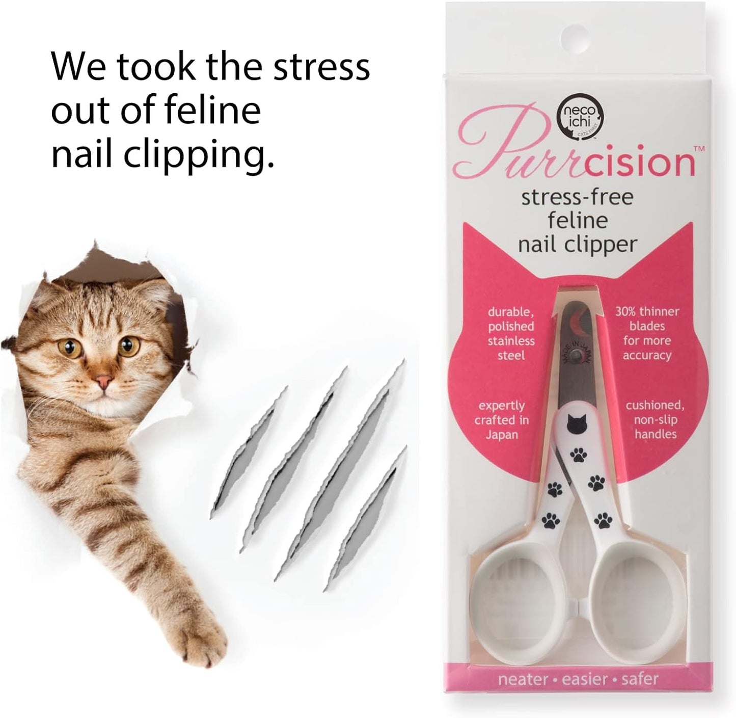 NecoIchi - Purrcision Feline Nail Clippers | Ultra-Sharp Cat Nail Clipper for Safe & Precise Trimming