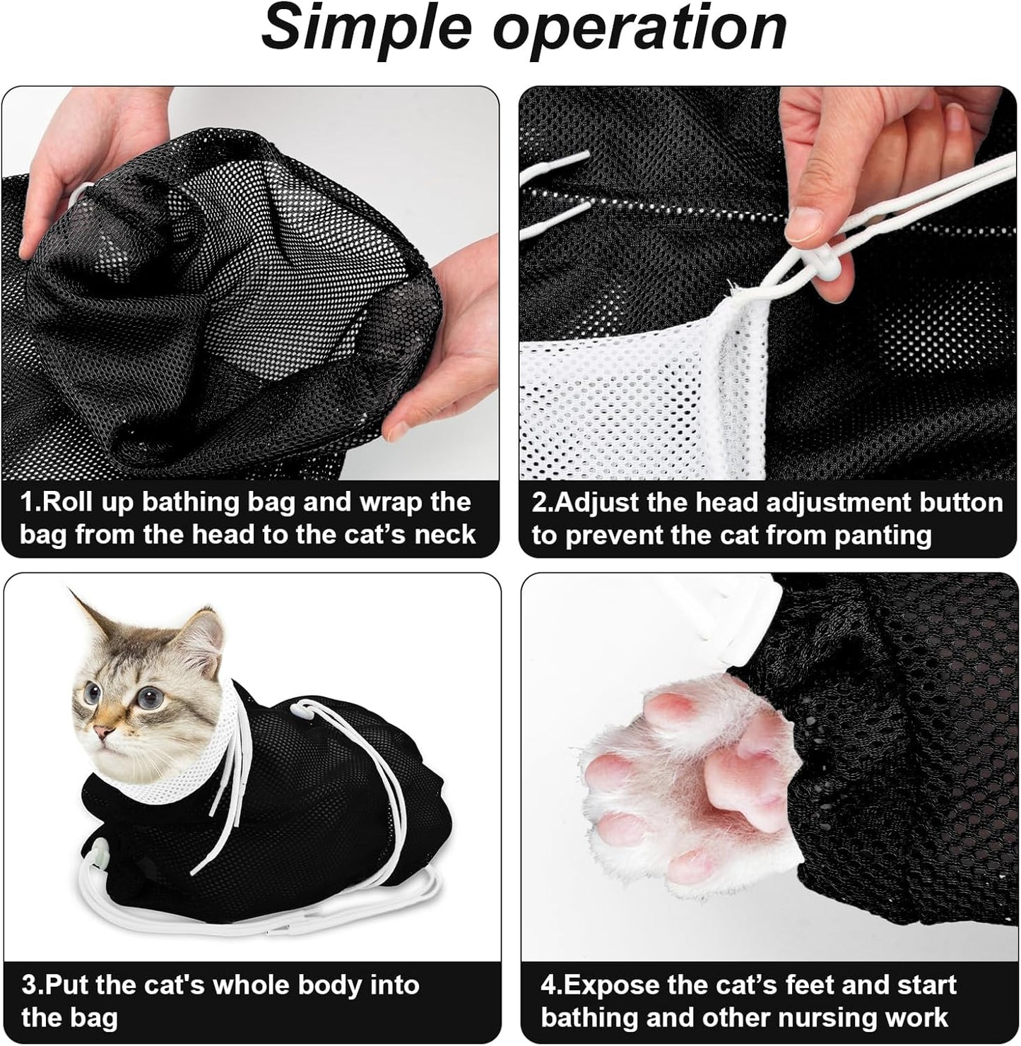 Cat Bathing Bag, Breathable Mesh Cat Shower Bag