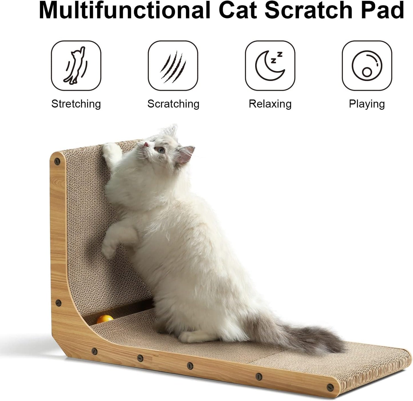 FUKUMARU Cat Scratcher, 26.8 Inch L Shape Cat Scratch Pad Wall Mounted