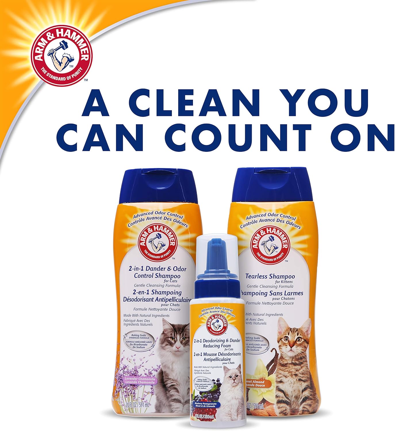 Arm & Hammer 2-in-1 Deodorizing & Dander Reducing Shampoo for Cats