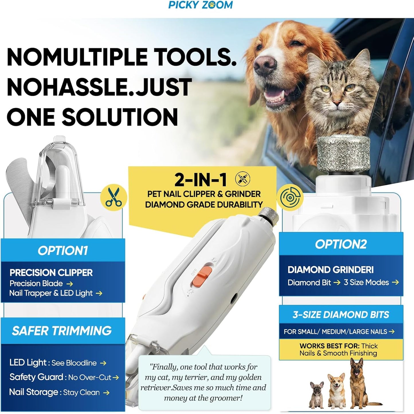 2-in-1 Dog & Cat Nail Clippers and Grinder with Light
