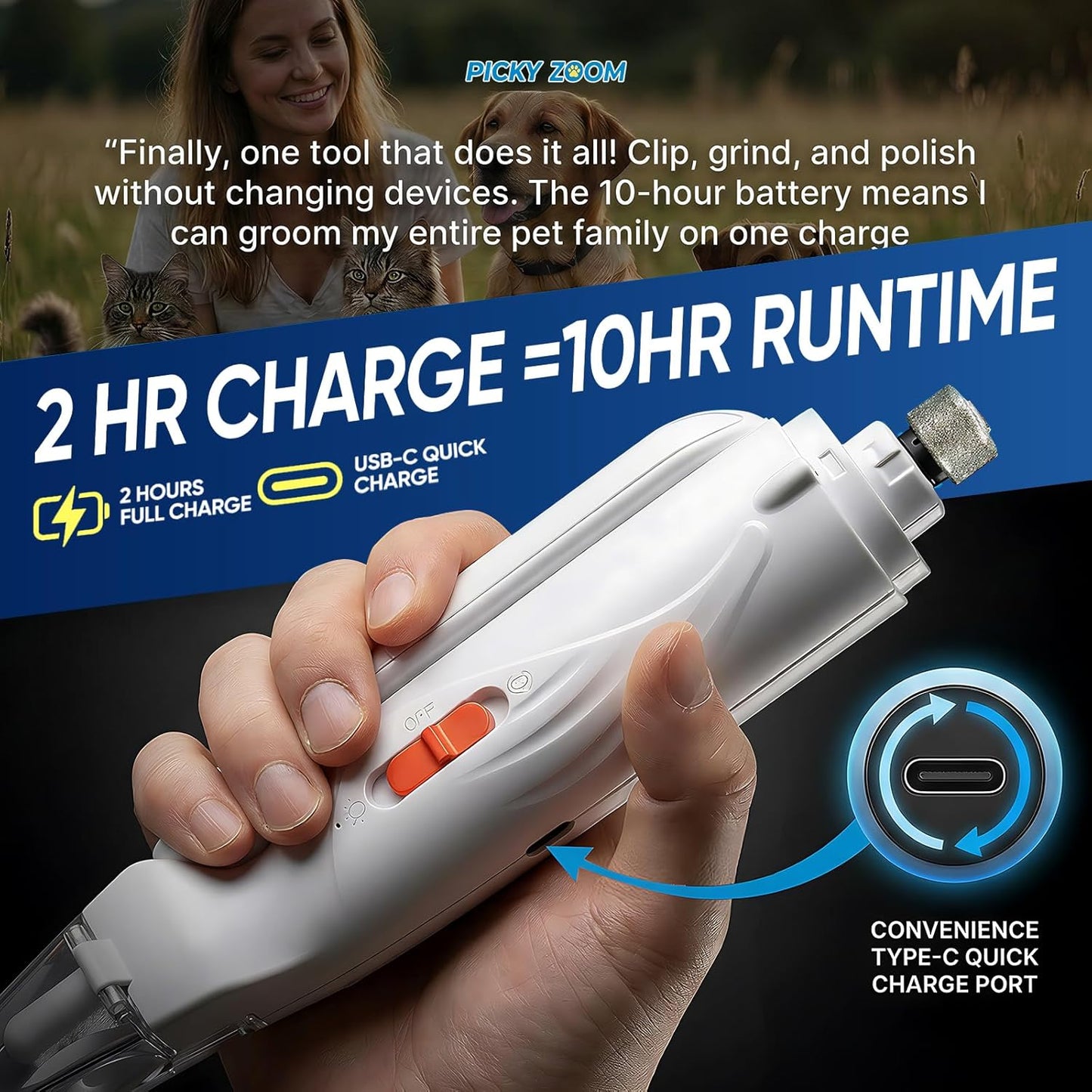 2-in-1 Dog & Cat Nail Clippers and Grinder with Light