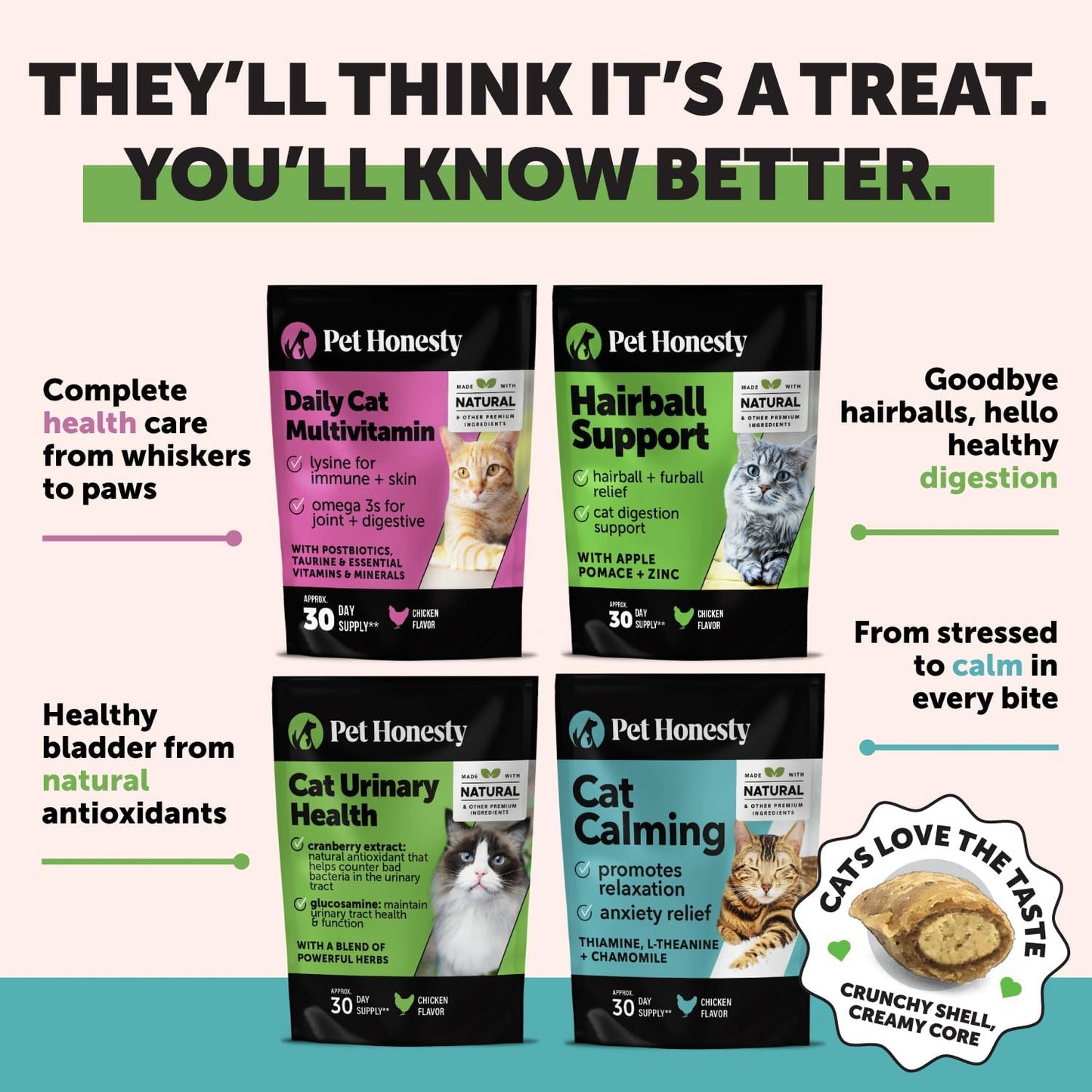 Cat Hairball Support Crunchy & Creamy Chews