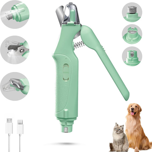 Cat Nail Clippers with Quick Sensor and Safety Guard, USB Rechargeable with 2 LED Lights