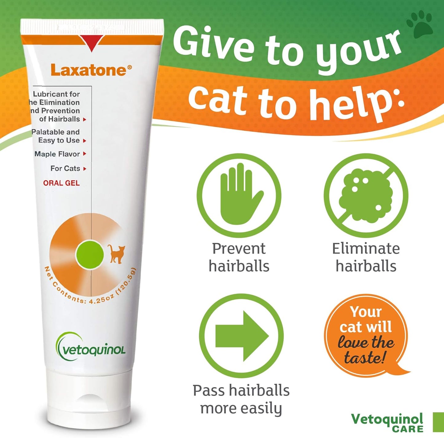 Vetoquinol Laxatone: Oral Hairball Lubricant Gel for Cats