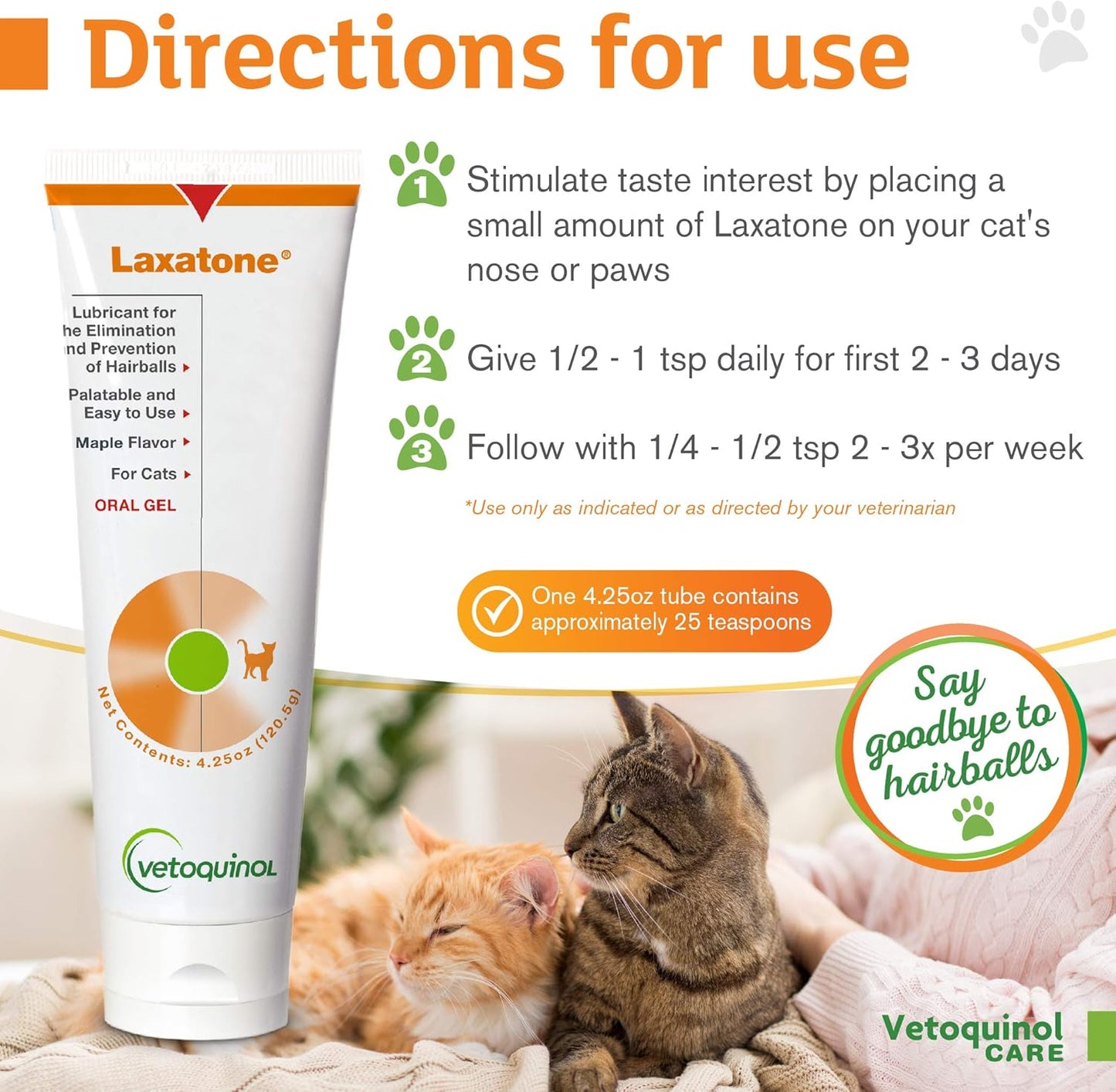 Vetoquinol Laxatone: Oral Hairball Lubricant Gel for Cats
