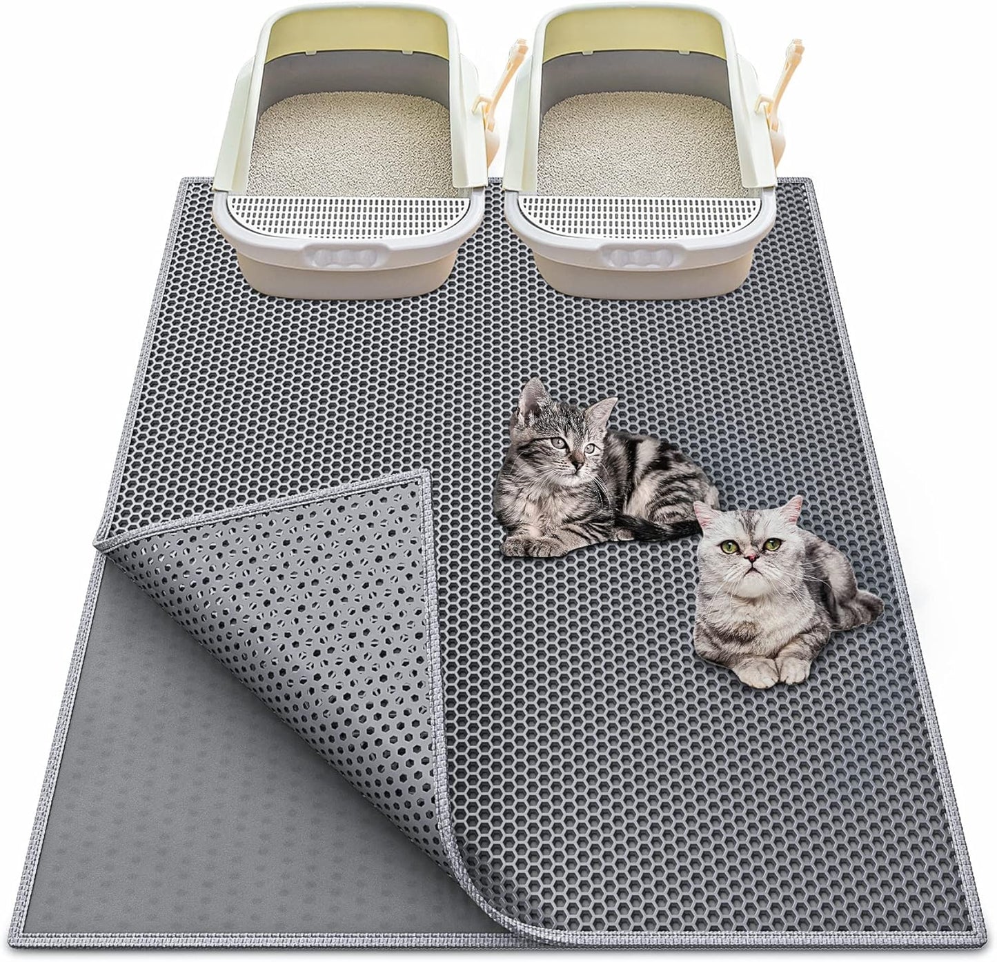 Cat Litter Box Mat: 36"x 30" Waterproof Kitty Cat Litter Trapping Mat