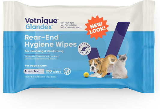 Vetnique Glandex Vitamin E + Aloe Wipes for Pets Cleansing & Deodorizing