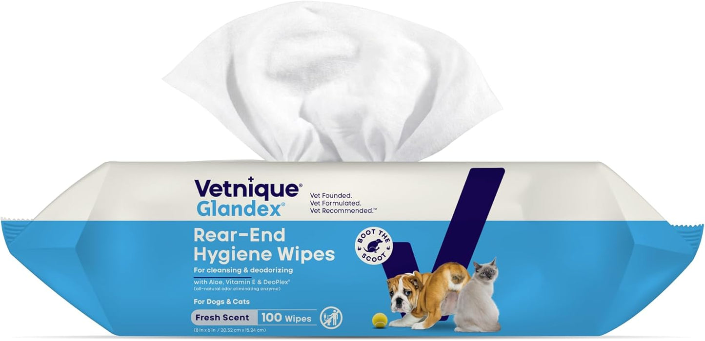 Vetnique Glandex Vitamin E + Aloe Wipes for Pets Cleansing & Deodorizing