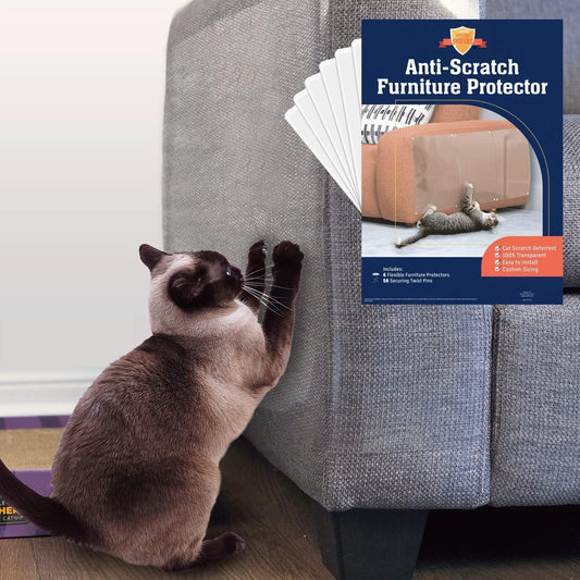 Clear Cat Scratch Couch Protectors – Heavy Duty Furniture Shields (6 Pack)
