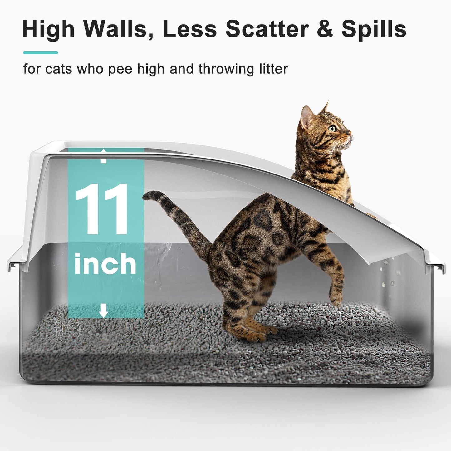 Stainless Steel Litter Box Anti-Urine Leakage. Includes Litter Mat & Metal Scoop