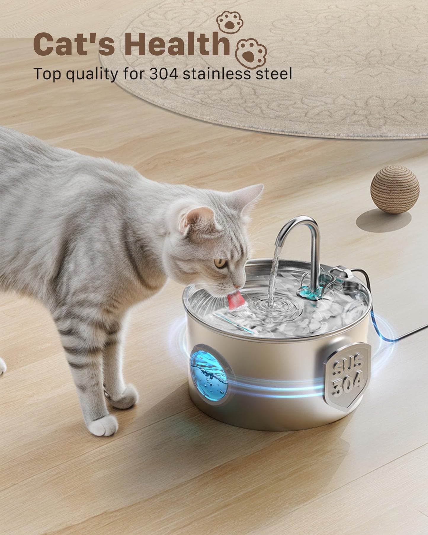 2.2 L Stainless Steel Water Bowl Dispenser