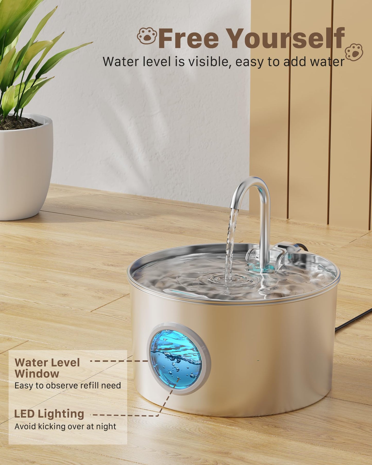 2.2 L Stainless Steel Water Bowl Dispenser