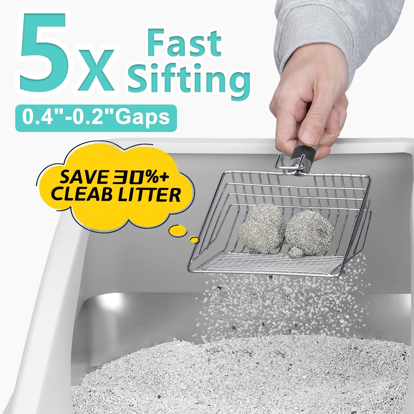 Stainless Steel Litter Box Anti-Urine Leakage. Includes Litter Mat & Metal Scoop
