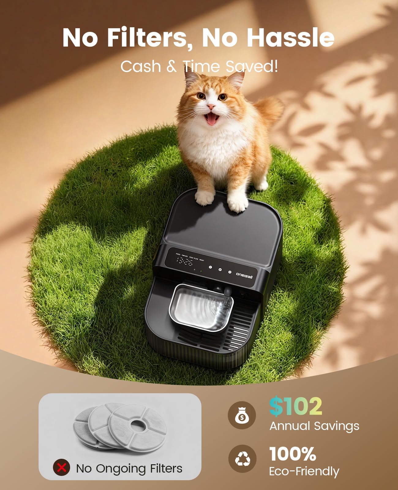 Quiet 3.5L Automatic Wireless Cat Water Fountain