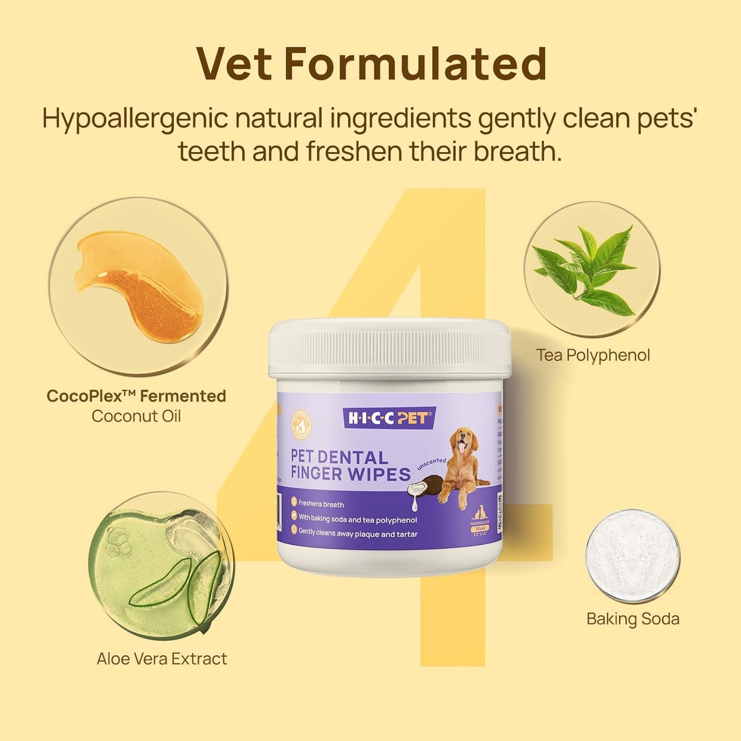 HICC Pet Teeth Cleaning Wipes for Dogs & Cats