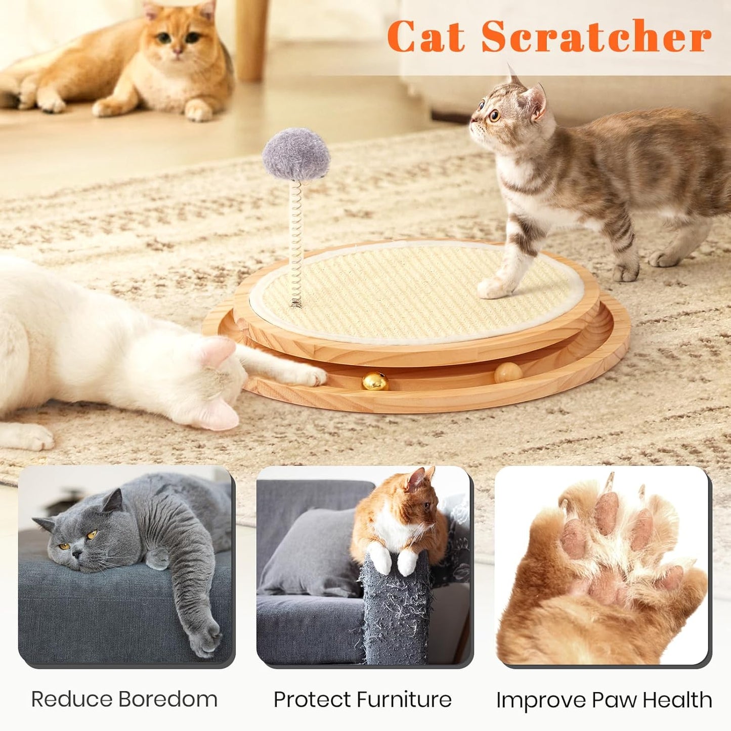 Sisal Cat Scratching Pad with Interactive Ball